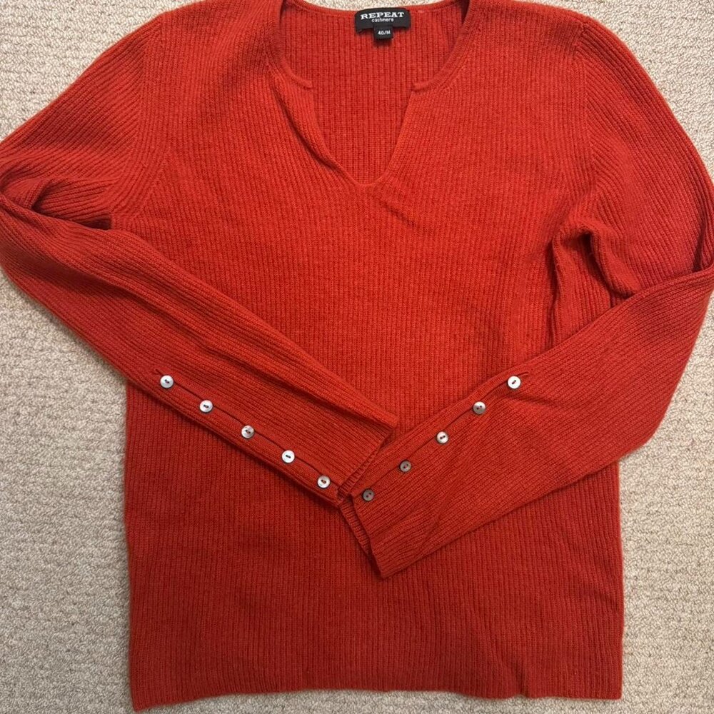 Vintage Repeat Cashmere Sweater, Burnt Orange